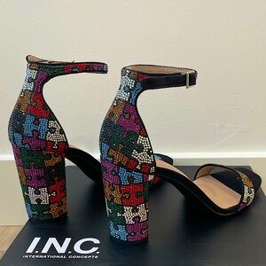 INC Puzzle Piece multicolored rhinestone heels - size 7
